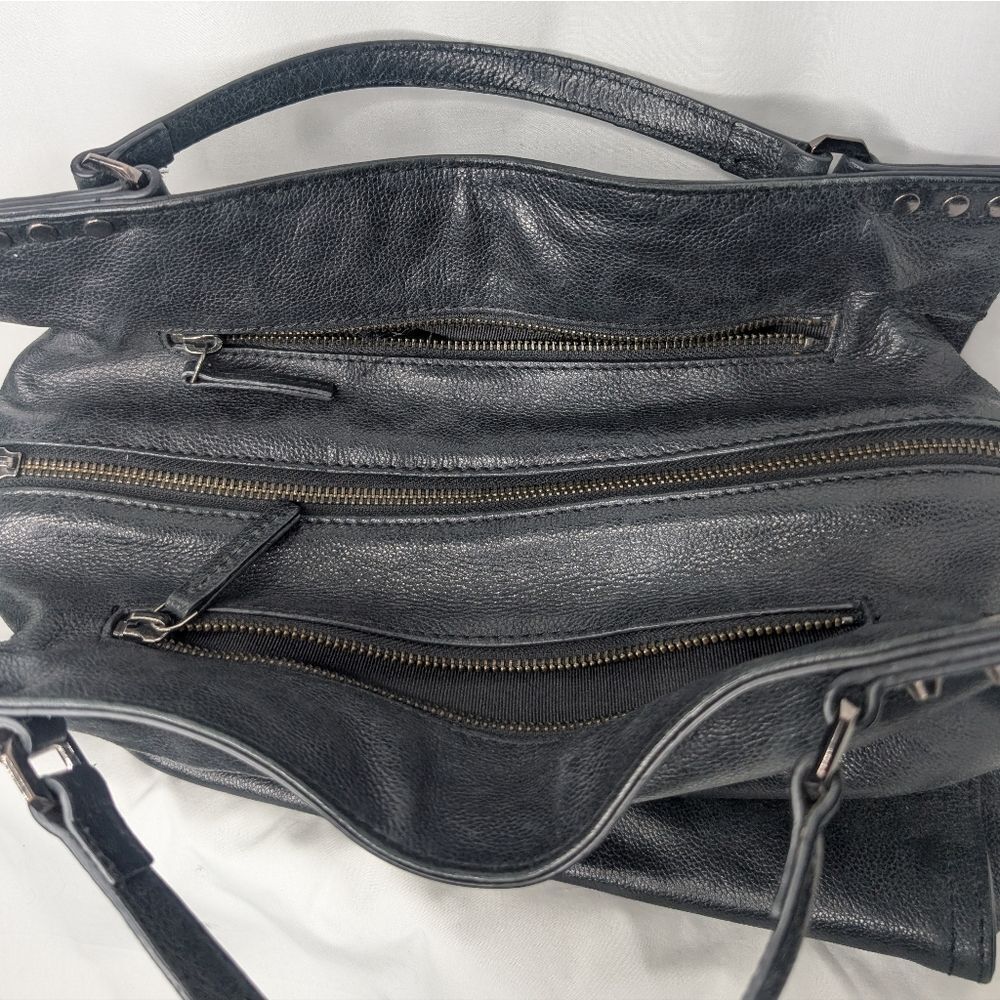 C & C Black Vegan Leather Handbag Satchel Crossbody - Picture 5 of 10